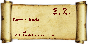 Barth Kada névjegykártya